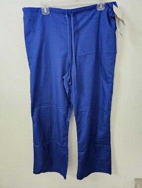 NWT Los Angeles Rose Cobalt Blue Flare Leg Scrub Pants - Low Rise Drawstring​
